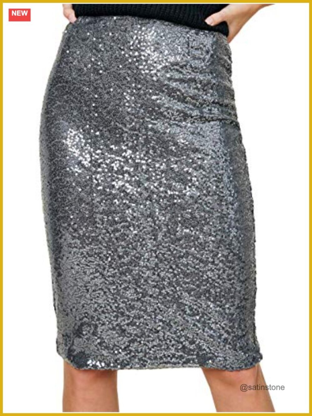 Women's High Waist Sparkly Sequin Midi Pencil Skirt - Party Wedding Cocktail